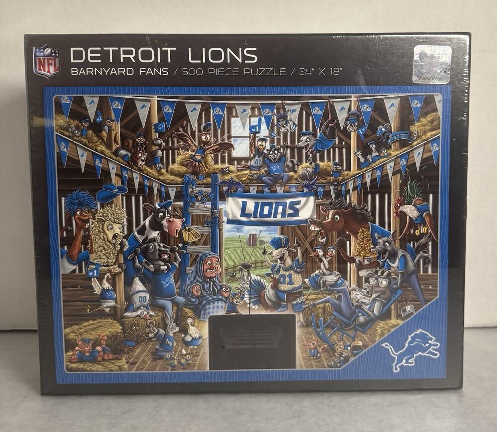 NFL Detroit Lions Barnyard Fans 500 Piece Interlocking Jigsaw Puzzle 24" x 18"